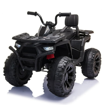 2 Seater 24V Kids Ride on Electric ATV Quad w/ 400W Powerful Engine, 9AH Large Battery Powered 4 Wheeler w/ 4 Spring Suspension Music 4.9mph Max for 3-8 Years, Black