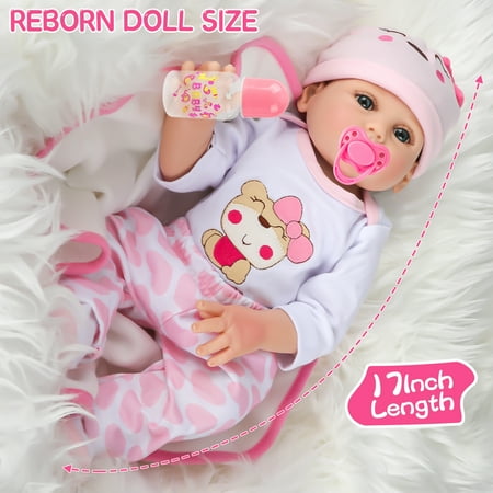 WLRETMCI Reborn Baby Dolls,17 Inch Newborn Baby Realistic Dolls Full Vinyl Body Silicone Lifelike Baby Dolls, Baby Girls Kids Toys, Christmas Gifts for Kids Girls Age 2 3 4 5 6+