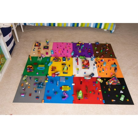 Strictly Briks Brick Construction Stackable Baseplates - 12 Baseplates Included (10" x 10", 32 x 32 pegs) 12 Rainbow Colors