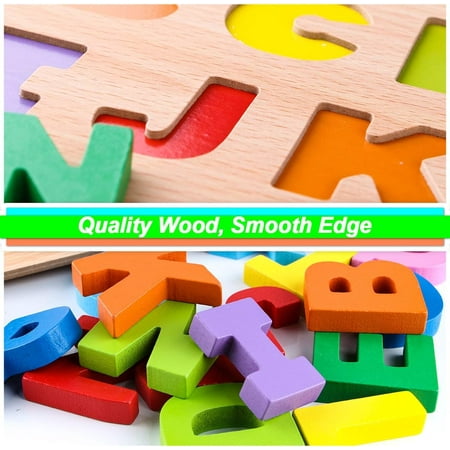 Wooden Alphabet Puzzles, Letter Puzzles ABC Puzzles Early Educational Developmental Toy for 3, 4, 5, 6 Years Old Boys and Girls, for Toddlers, Kids, Preschoolers