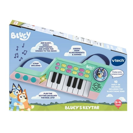 VTech Bluey Bluey's Keytar Bluey Bluey Toy Musical Instruments with Accessories Included, Baby and Toddler Toys