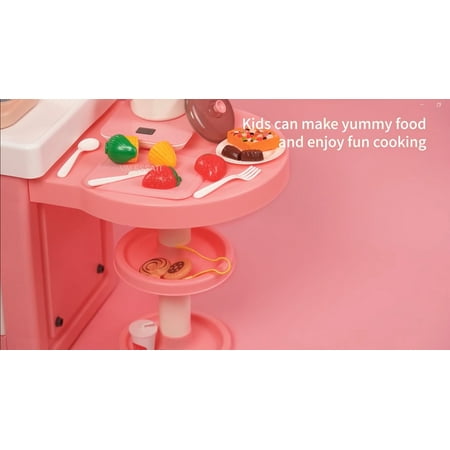 Valessati Kitchen Set Pink for Toddlers 49 Pieces Pretend Play Cook Sink for Girls +3 Years