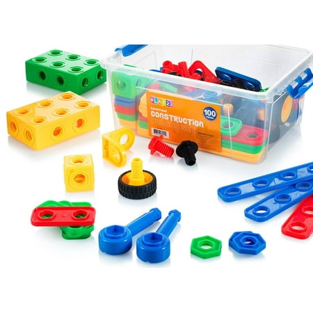 Building Blocks 104 Set - Building Toys with Car Wheels - STEM Construction Educational Fun Toy Set, Best Toy Blocks Ages 3 Years and Up - Great Educational Toys Building Sets - Play22USA