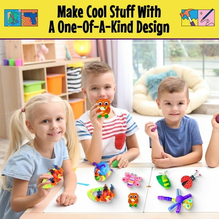 5-Minute Crafts 1000 Pieces Arts and Crafts Supplies Colorful Fuzzy Sticks Sequins Kids 6+ Non Toxic