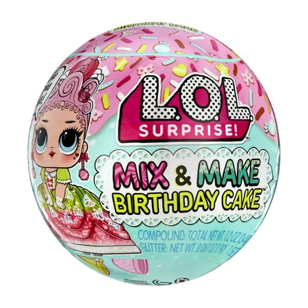 LOL Surprise Mix & Make Birthday Cake Collectible Tots Doll, DIY Cake Dress, Cake Making, Decorating, Ingredients, Glitter Sprinkles, Girls Gift Age 3+