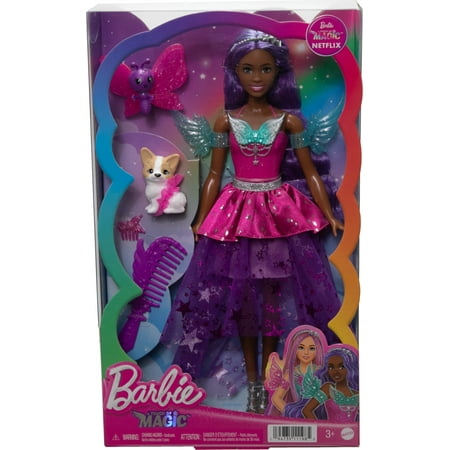 Barbie Doll with Two Fairytale Pets, 11.7 in Barbie “Brooklyn” from Barbie a Touch of Magic