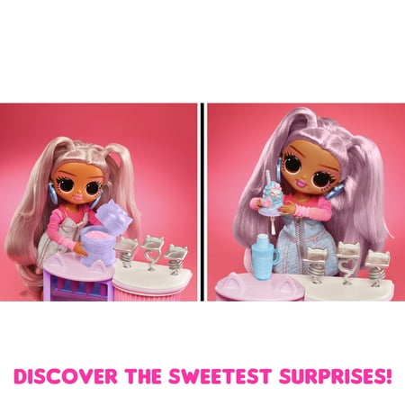 LOL Surprise OMG Sweet Nails Kitty K Café with 15 Surprises, Real Nail Polish, Press on Nails, Sticker Sheets, Glitter, 1 Fashion Doll, Kids Gift Ages 4+