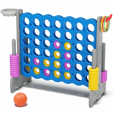 XJD Jumbo 4-to-Score Giant Game Set 4-in-a-Row Connect Game for Adults Kids Family Fun, Grey Blue