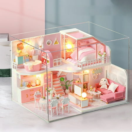 Children Assembly DIY Dollhouse Kit Doll House Kit Miniature House Building Kit Birthday Gift