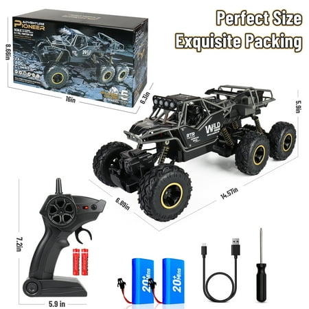 Wisairt 1:12 Large RC Cars with 6 Wheels,4WD Large Remote Control Monster Truck 2.4 GHz Alloy RC Cars for Kids Adults Aged 6 + Birthday Christmas Gifts