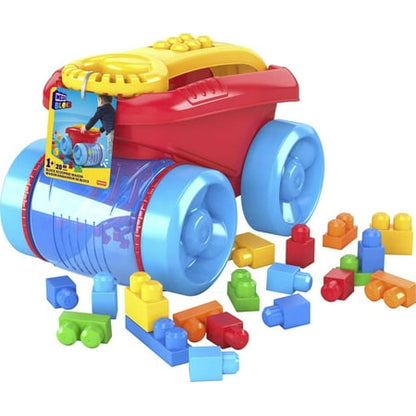 MEGA BLOKS Fisher-Price Blue Block Scooping Wagon Building Toy (21 Pieces) for Toddler