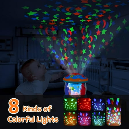 Ucradle Musical Learning Toys for 6-12 Months, 4-in-1 Ocean Rotating Star Light Projector, Sensory Crawling Toys for Infants, Babies, and Toddlers