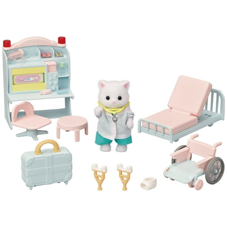 Calico Critters Village Doctor Starter Set, Dollhouse Playset with Figure, Furniture and Accessories