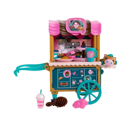 Wild Manes Cocoa's Blue Bakery Café Cart Playset Articulated Horse Doll with Brush & Play