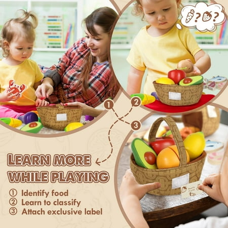 Wooden Pretend Play Food Sets for Kids Kitchen, Lehoo Castle Food Toys for Toddlers 3-5, 4 Set