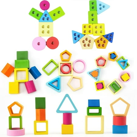 Montessori Toys for 1 Year Old Boys Girls, Shape Sorting and Stacking Toy for Toddlers 1-3, Learning Educational Toys for 1 2 3 Year Old Boys Girls