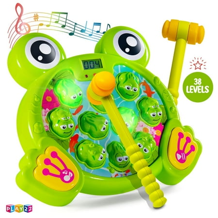 Whack a Frog Game Interactive Game for Toddler, Learning, Active, Early Developmental Toy, Fun Gift Boys and Girls, 2 Hammers Included Play22USA