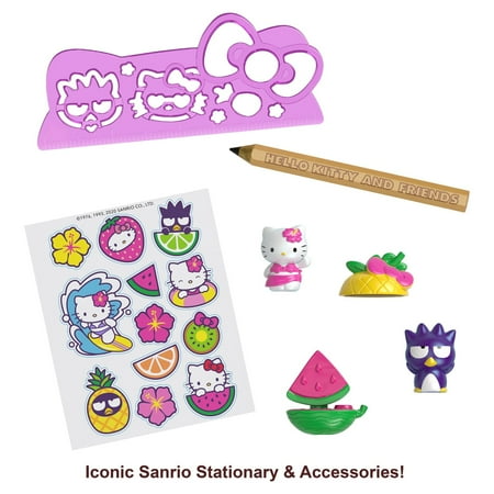 Hello Kitty And Friends Minis Watermelon Beach Party Pencil Case Playset (7.5-in) for Kids Ages 4Y+