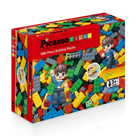 PicassoTiles 1250 PC Construction Brick Building Blocks, Brick Compatible, Classic Brick, Brick Building Block Set, For Kids 3+