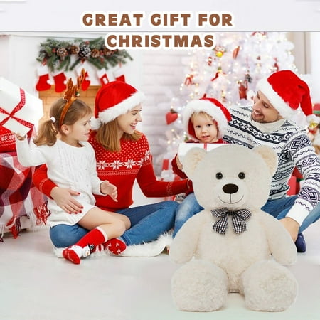 PayUSD Giant Teddy Bear Stuffed Animals for Kids 4ft 47in Big Stuffed Bear Toddler Large Plush Toy for Christmas Valentines Easter Baby Shower Girlfriend Boyfriend Wife Girls Boys, Cream