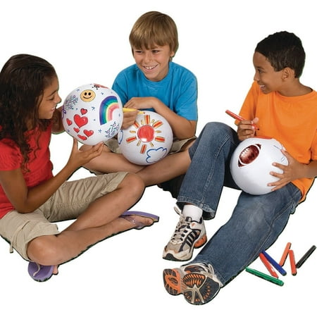 S&S Worldwide Color-Me 12" Beachball. Color and Play Fun for Kids Parties and Group Activities. Pack of 12 Makes a Great Party Activity and Party Favor for Birthday Parties and Events.