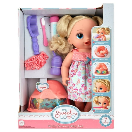 My Sweet Love Potty Training Doll and Play Set, 7 Pieces