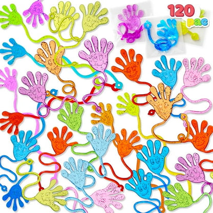 SYNCFUN 120 Pcs Sticky Hands Party Favors for Kids Assorted Stretchy Slappy Hands Fun Fidget Toys for Kids, Goodie Bag Stuffers, Stocking Stuffers