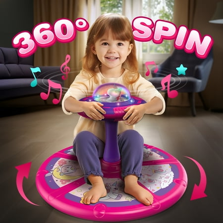 Beefunni Musical Unicorn Sit and Spin Toy with LED Lights, 360° Twister Toddlers Toy Age Over 18 Months, Christmas Birthday Gift for Girls and Boys 1-3 Years Old