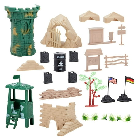 100-Piece Army Men Toy Soldiers Playset for Boys – Small Plastic Action Figures, Military Battlefield Fort Accessories, Tanks