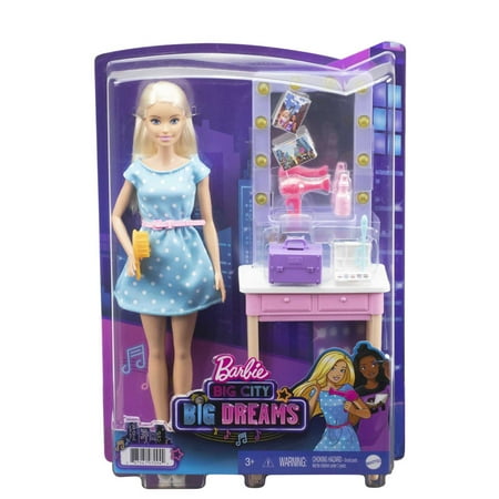 Barbie Big City Big Dreams Doll & Playset, Blonde Malibu Doll with Dressing Room & Accessories