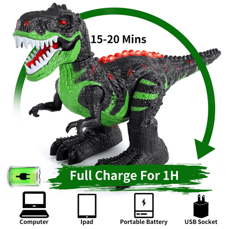 UUGEE Remote Control Dinosaur Toys for Boys Girls, 2.4G RC Dinosaur Robot T-rex with Light Sound, Kids Boy Toys ages 3 4 5 6 7 8+ Year Old Black