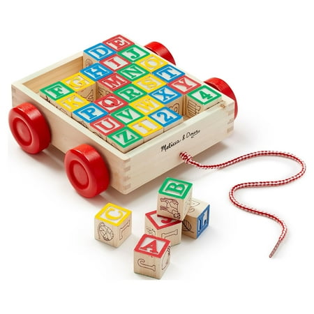 Melissa & Doug Classic ABC Wooden Block Cart Educational Toy With 30 1-Inch Solid Wood Blocks