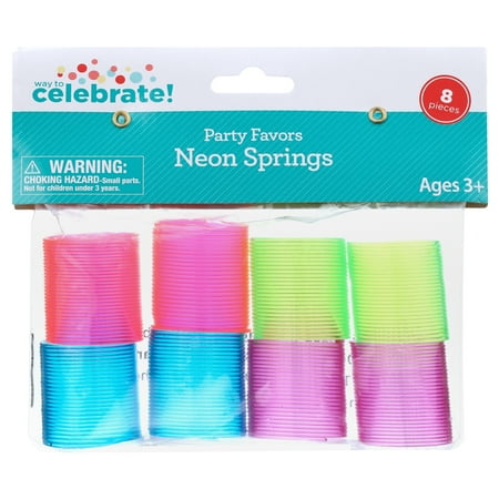 Way To Celebrate Plastic Neon Springs Party Favors Girls Birthday Gift - 8 Count, Age 3+ Years