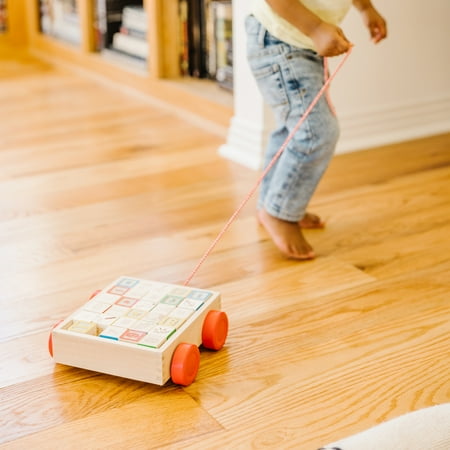 Melissa & Doug Classic ABC Wooden Block Cart Educational Toy With 30 1-Inch Solid Wood Blocks