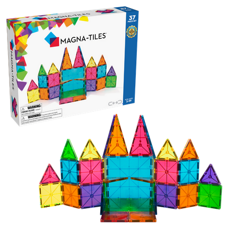 MAGNA-TILES Classic 37 Piece Magnetic Construction Set, The ORIGINAL Magnetic Building Brand, for Child Ages 3+