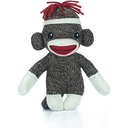 Made By Aliens Personalized Floppy Original Sock Monkey Stuffed Animal Plush Toy -Perfect Gift for Kids- Babies- Teens- Girls and Boys 6 Inches (Brown)