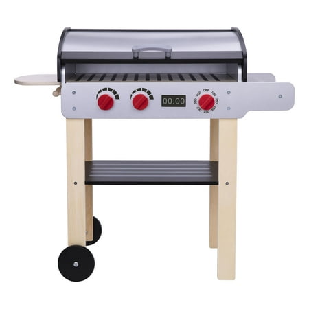 TOOKYLAND Wooden Play Kitchen BBQ - Toy Grill Set for Kids, Pretend Cooking Playset, 3 Year Old +