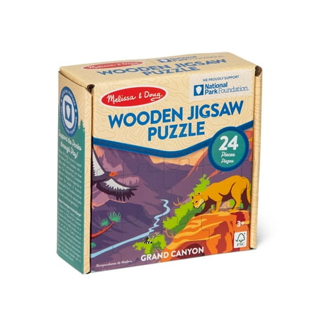 Melissa & Doug Grand Canyon National Park Wooden Jigsaw Puzzle – 24 Pieces, Animal and Plant ID Guide - FSC Certified