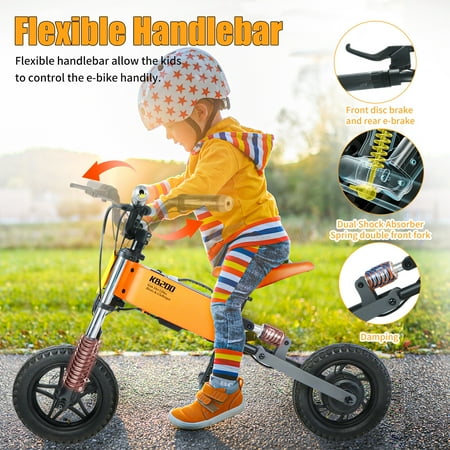 24V Electric Balance Bicycles for Kids 6-10, 200W Dirt Bicycles with Mobile App, Gps, Removable Battery 12" Tire, Ride on Toy Dirt Bike for Kids 6-10 Years Old Boys & Girls, Orange