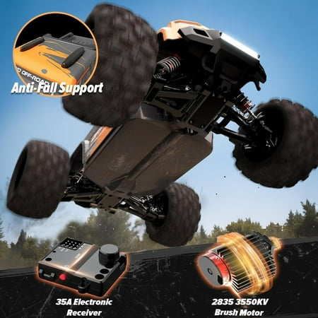 AUOSHI RC Cars 1:16 High Speed Remote Control Truck, 4WD All Terrain Off Road RC Truck 37+MPH with LED Lights, 2 Batteries for Kids and Adults Toy Gifts