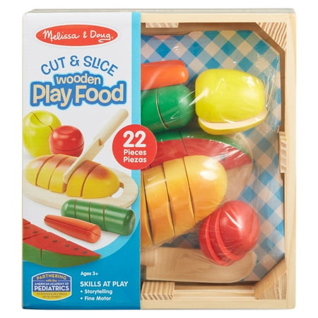 Melissa & Doug Cut & Slice Wooden Play Food, 22 Pieces, Toddler Toys