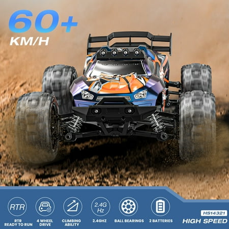 AUOSHI Fast RC Cars for Adults 40+MPH All Terrain High-Speed & off-Road Remote Control Car , 4WD 1:14 Scale RC Truck with 70 Min Runtime, 2 Batteries Gifts Toys for Kids Purple