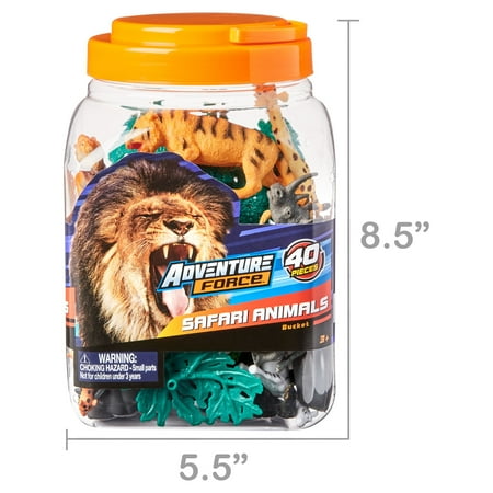 Adventure Force Safari Animals Bucket, 40 Pieces