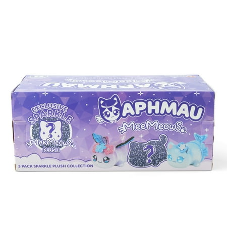 Aphmau 6” MeeMeow Plush Sparkle Collection 3-Pack, Surprise Box that includes 2 Sparkle Plush + 1 Mystery Plush, Official Aphmau Merch