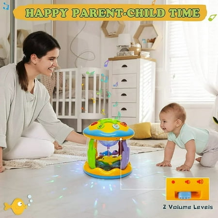 Adakot Baby Toys 6-12 Months, Ocean Projector Lights Musical Baby Toys for 12-24 Months Crawling Learning Infant Toys for 1 2 3 Year Old Toddlers Boys Girls Gifts