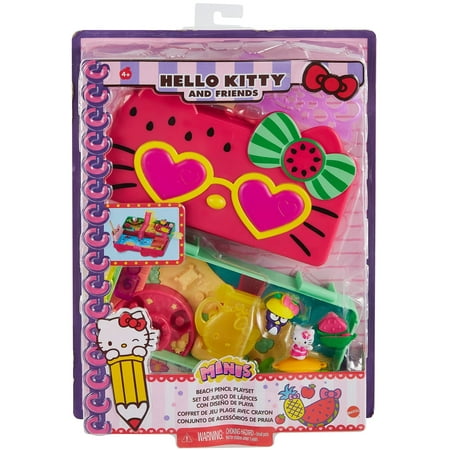 Hello Kitty And Friends Minis Watermelon Beach Party Pencil Case Playset (7.5-in) for Kids Ages 4Y+