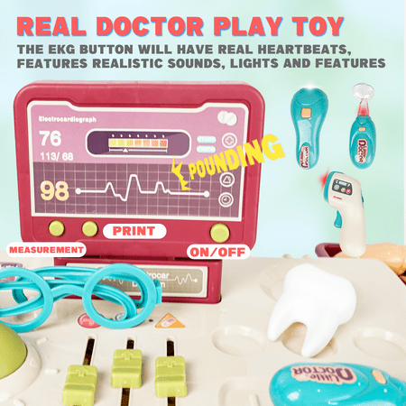 YCFUN Play Doctor Kit for Kids, Doctor Play Set Pretend Plastic Medical Station Set for Toddlers Girls