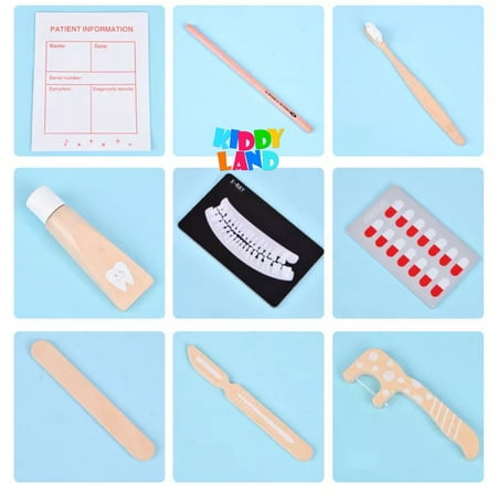 20 Pcs Doctor Kit for Kids, Wooden Pretend Doctor Playset Medical Dentist Kit Toys for Toddlers Birthday Xmas Gift