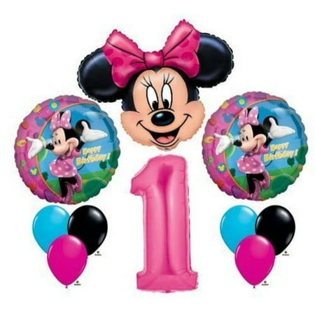 Minnie Mouse #1 1st First Happy Birthday Balloon Party Set Mylar Latex Disney by Anagram