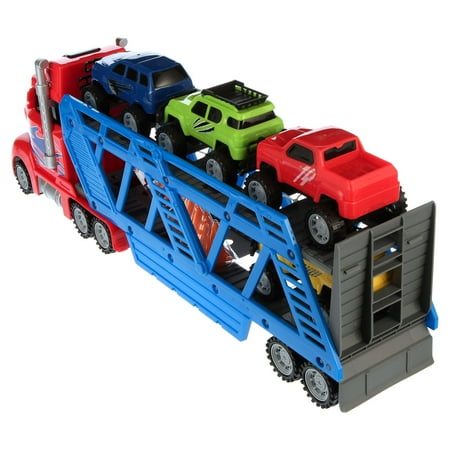 Adventure Force Light and Sound Big Rig Super Transporter, 12 Piece Set, 24 Inch Full Length Semi-Truck with Trailer!